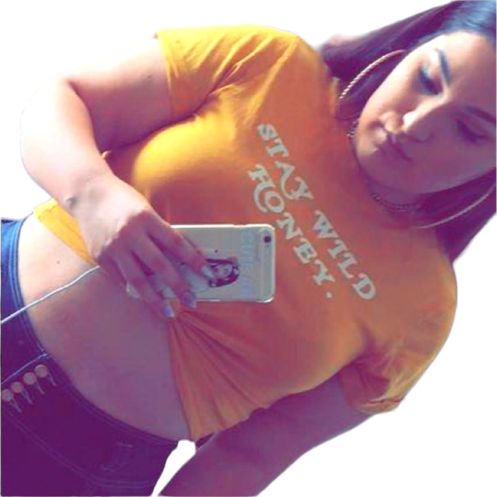 Stay wild honey mustard crop top T-shirt